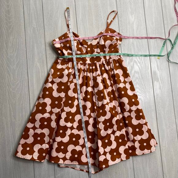 Hutch Anthropologie Women's Brown & Cream Retro Mod Floral Petra Romper Size 6 - Picture 7 of 12